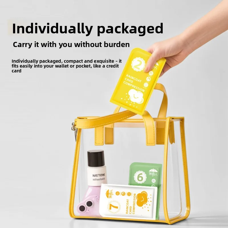 Disposable Card Rain Poncho Portable Full Body Waterproof Raincoat Adults Kids Travel Amusement Park Outdoor Use