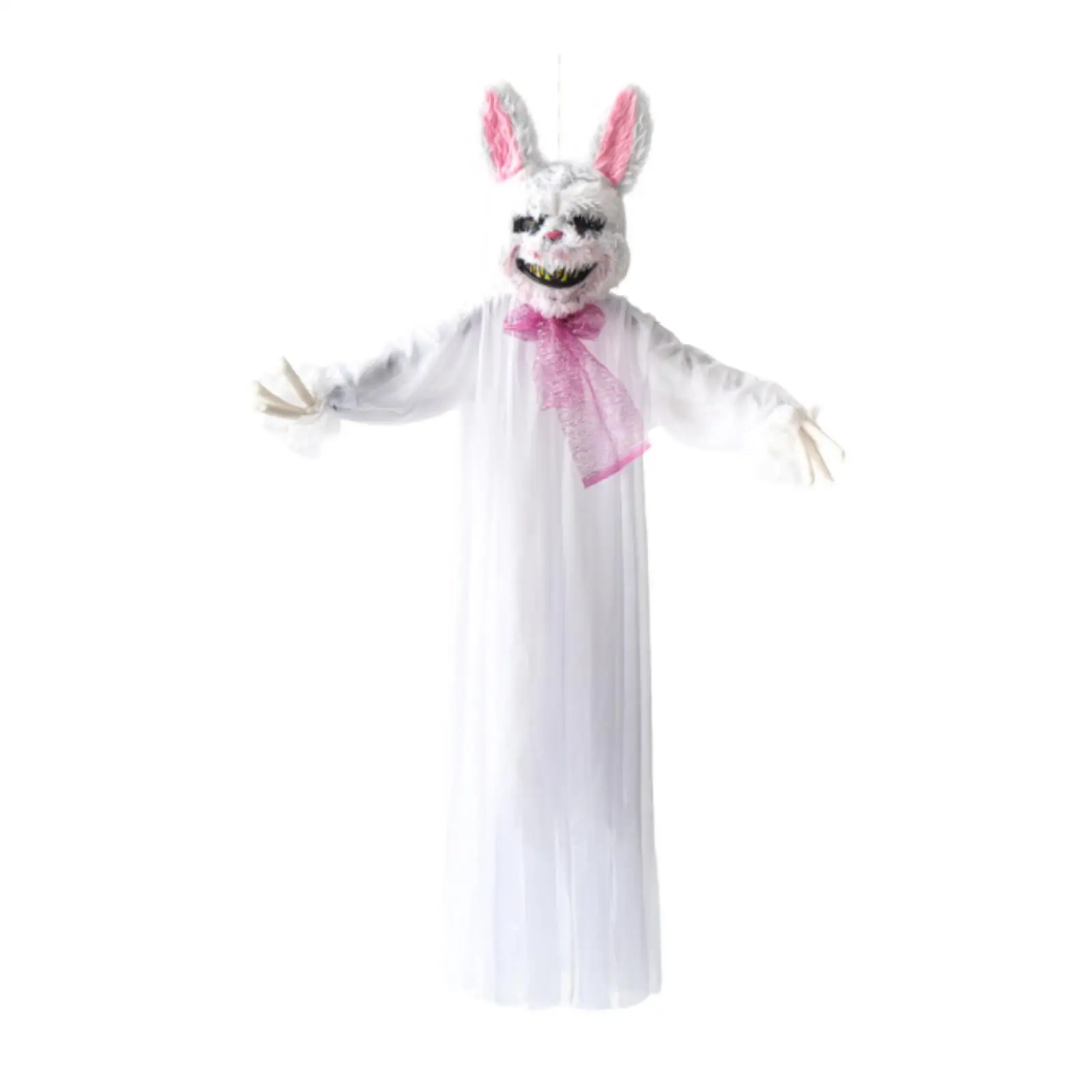 Bloody Rabbit Hanging Ghost Halloween Decoration with Light up Eyes Horror Scary Prop for Graveyard Cemetery Tree Outside Party