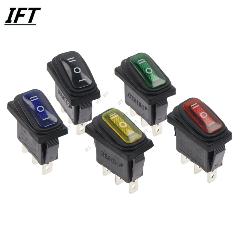 

10pcs 34x17.5mm KCD3 Waterproof Rocker Switch ON-OFF-ON 3 Position 3Pin,Electrical Equipment No Lighting Power 15A 250V/20A 125V