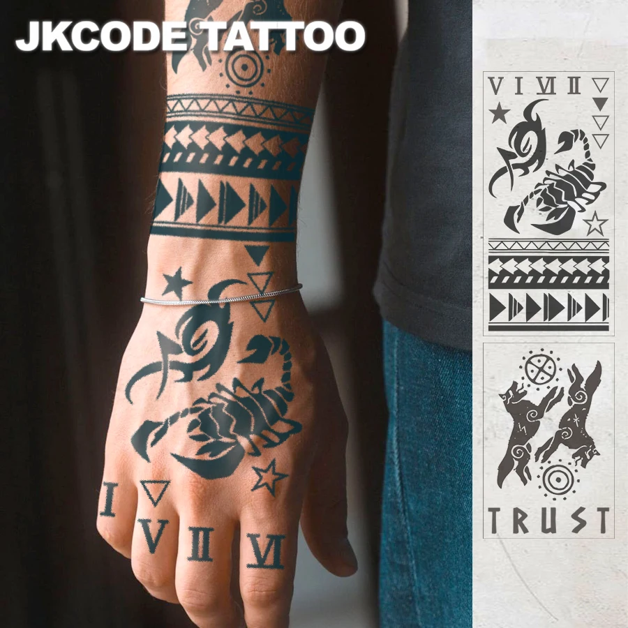 

2-Piece Set of Armband Tattoo Stickers, Sirius, Scorpion Personalized Design Waterproof Temporary Tattoos for Body, Daily Use Body Decorations, Lasts for 7-14 Days