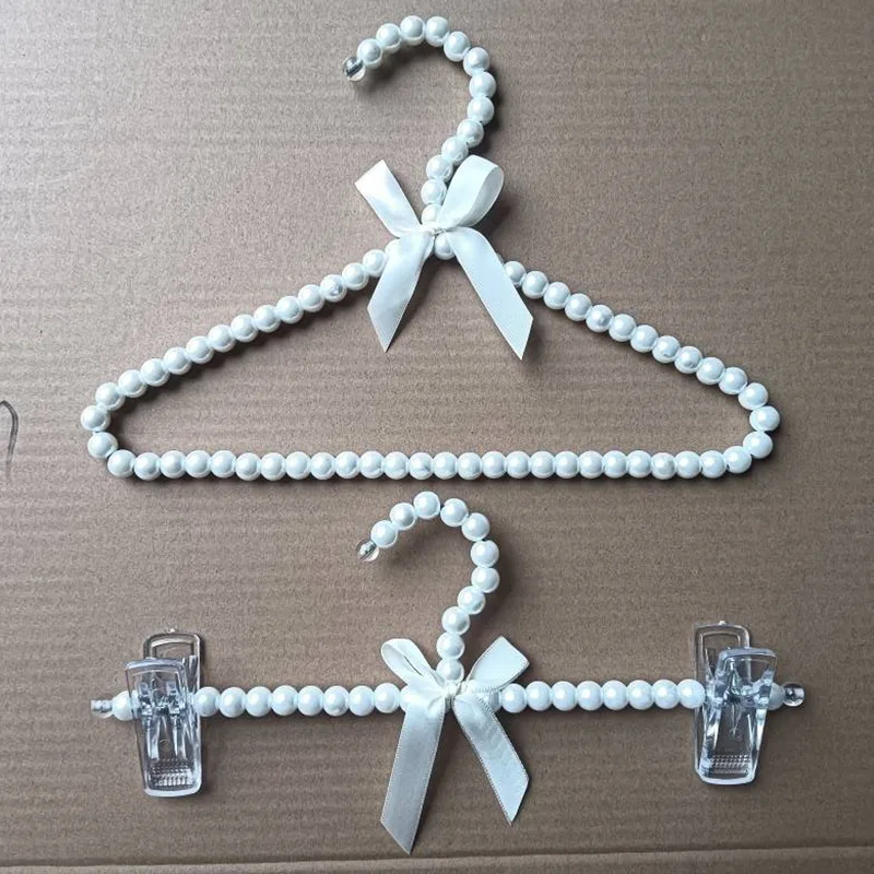 

1/2pcs 40cm Pearl Bow Hanger Girl Adult Hanging Dress Women's Clothing Storage Hanger Dormitory Balcony Cabine Closet Hanger