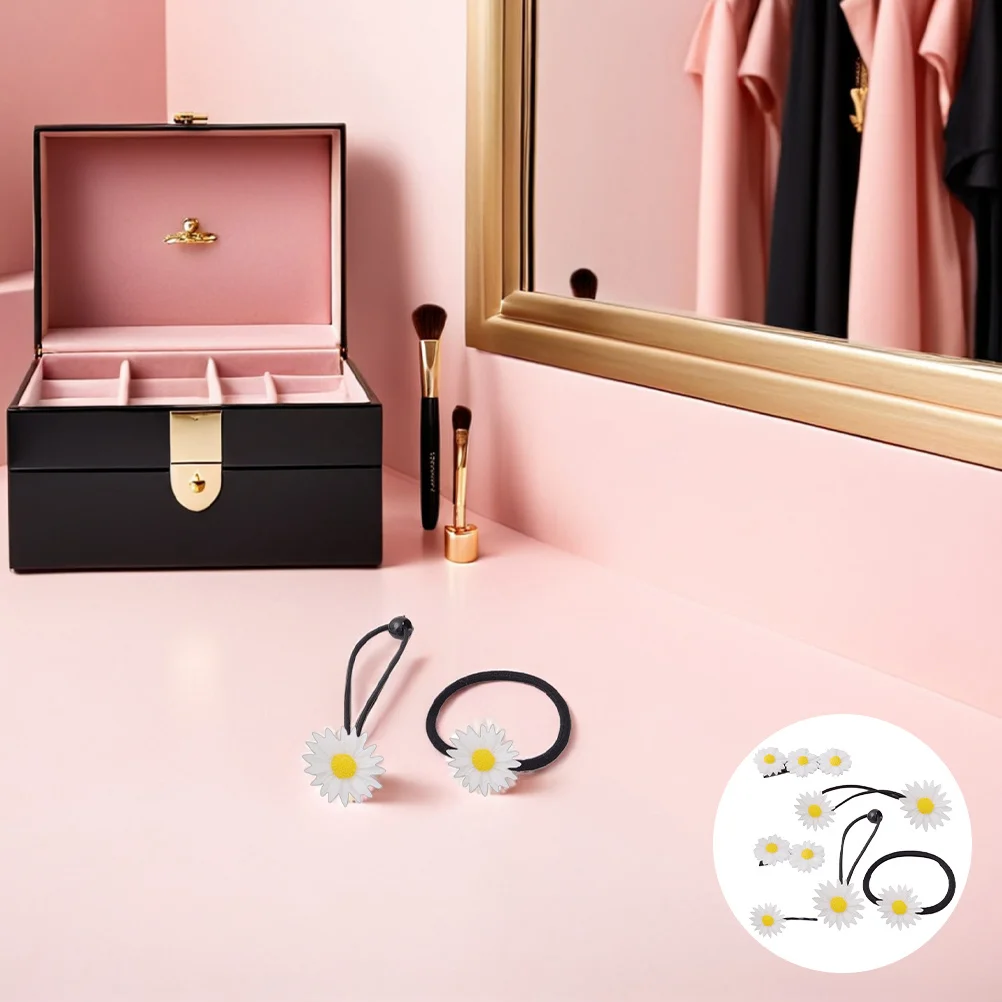 

6Pcs Flower Shape Hair Clip Set Daisy Hairband for Girls Women Includes Ring Rope Tools Fashion Accessory for Any Occasion