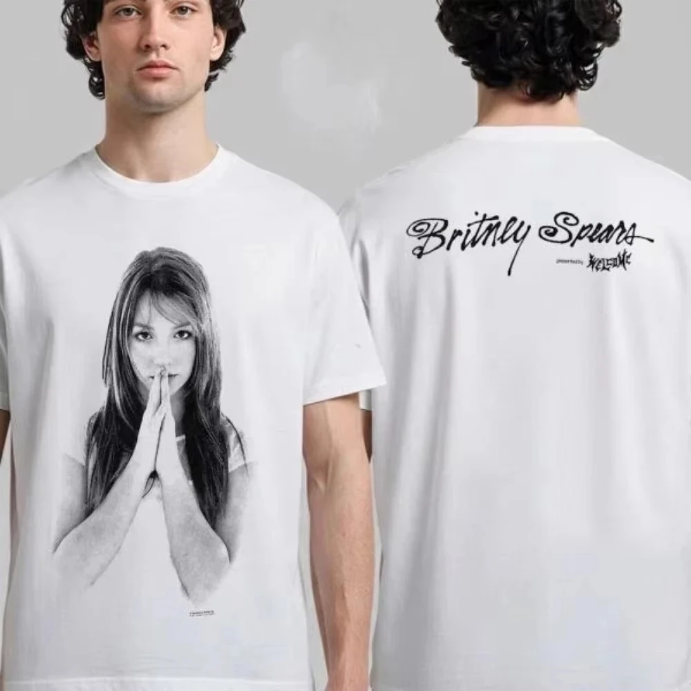 Camiseta Y2K de Moda Britney Spears con Estampado de Burbuja de Goma, Estilo Casual Holgado, Cuello Redondo, Tops Vintage 2026