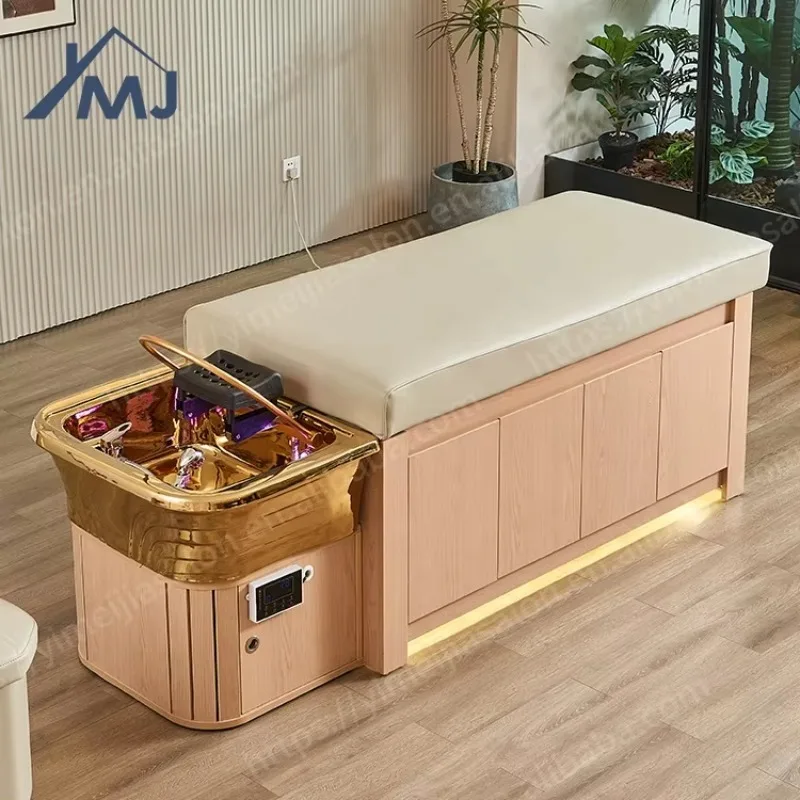 Lay Down Shampoo Hair Wash Sink Massage Chair Salon Japanese Wooden Head Spa Bed