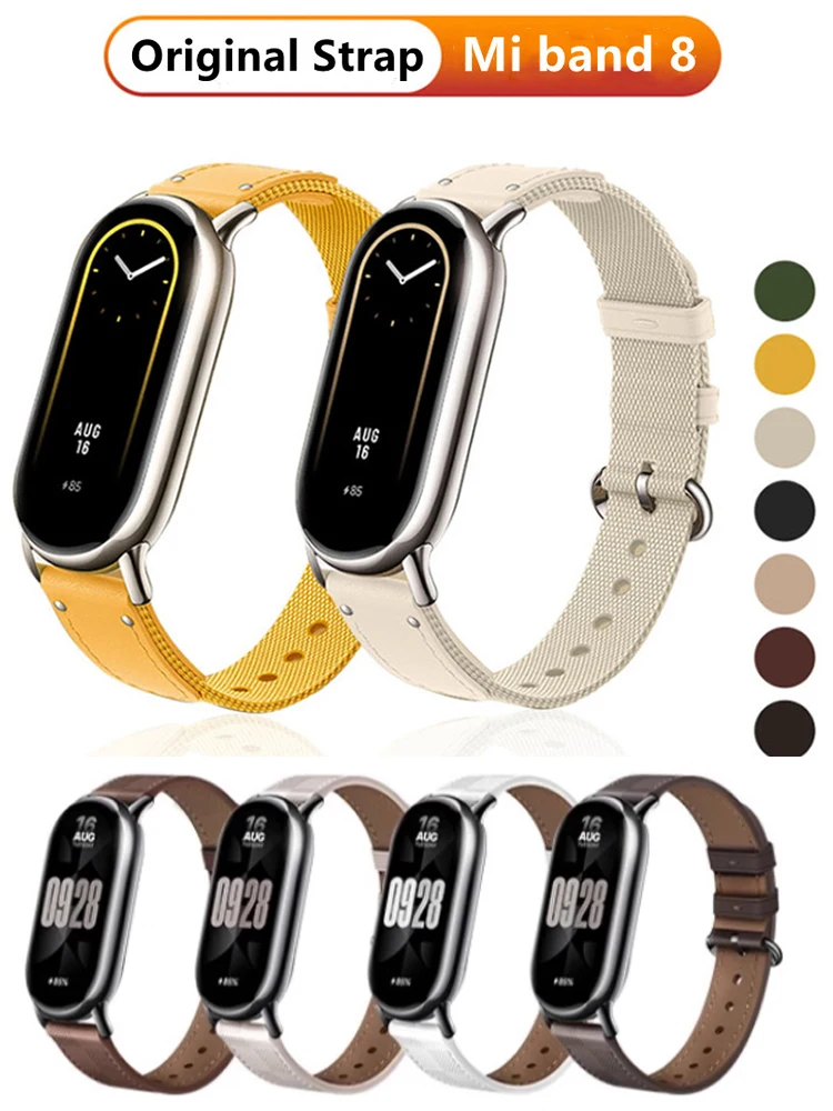 Original Watchband for Xiaomi Mi band 8 smart watch NFC Replacement belt Miband8 Correa Leather+nylon Bracelet mi band 8 Strap