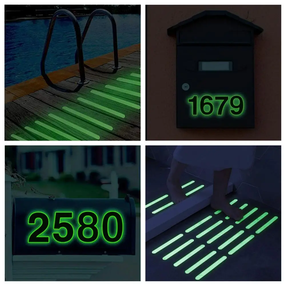 Customizable Room Door Labels Glow Dark Number Stickers Self-adhesive House Numbers Emergency Guide Decals for Mailbox Door Wall