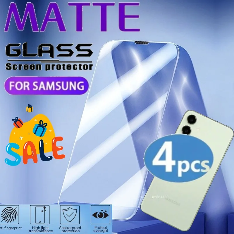 4PCS Matte Screen Protector for Samsung Galaxy A12 A13 A14 A15 A16 A17 Tempered Glass for Samsung Galaxy A22 A23 A24 A25 A26