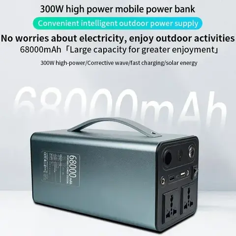 Portable Spare Battery Powerbank 110V 220V LED Lighting For Outdoor Camping 300W Power Supply Station Solar Generator 68000mAh