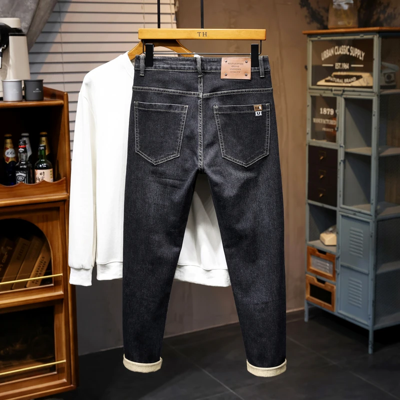 Fashion Designer Men Jeans Retro Black Gray Stretch Slim Fit Vintage Jeans Men Embroidery Casual Leisure Denim Pants Hombre