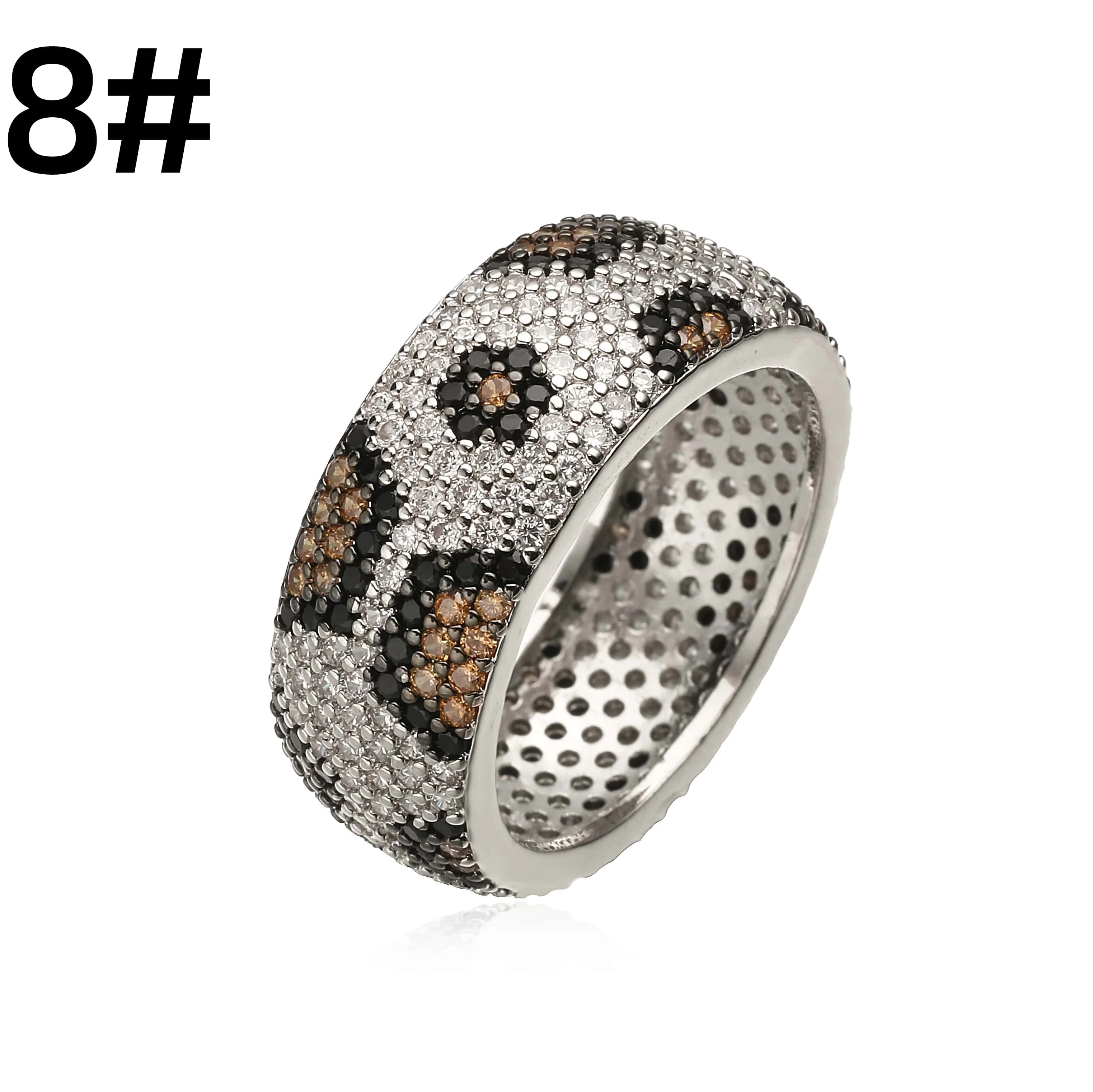 HECHENG, zweifarbiger Ring mit Leopardenmuster, runde Herzform, verstellbarer Schmuck, Unisex, Hip-Hop, Y2K-Zubehör, 1 Stück – Detail 7