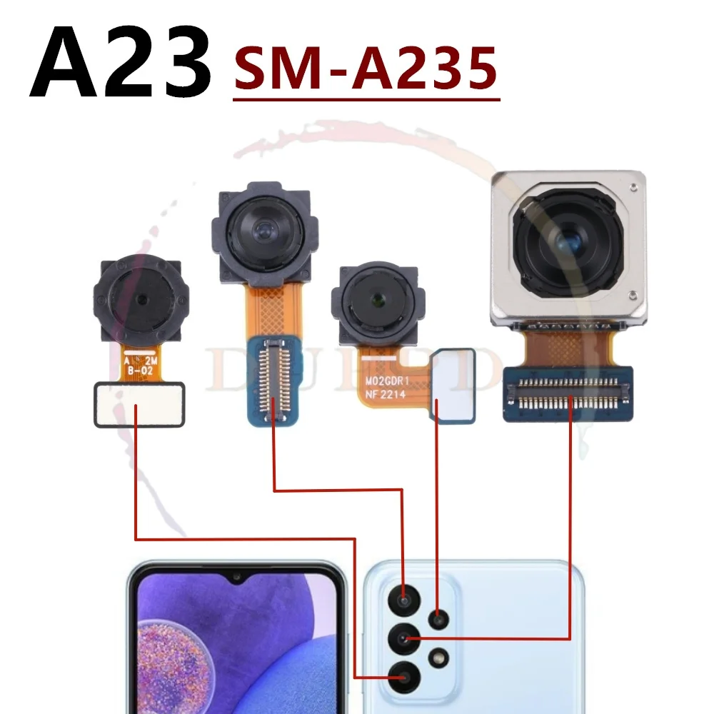 Przednia Tylna Kamera Do Samsung Galaxy A23 4G/5G A235F A236B A236U Moduł Głównej Kamery Tylnego Obrazu Z Taśmą Flex
