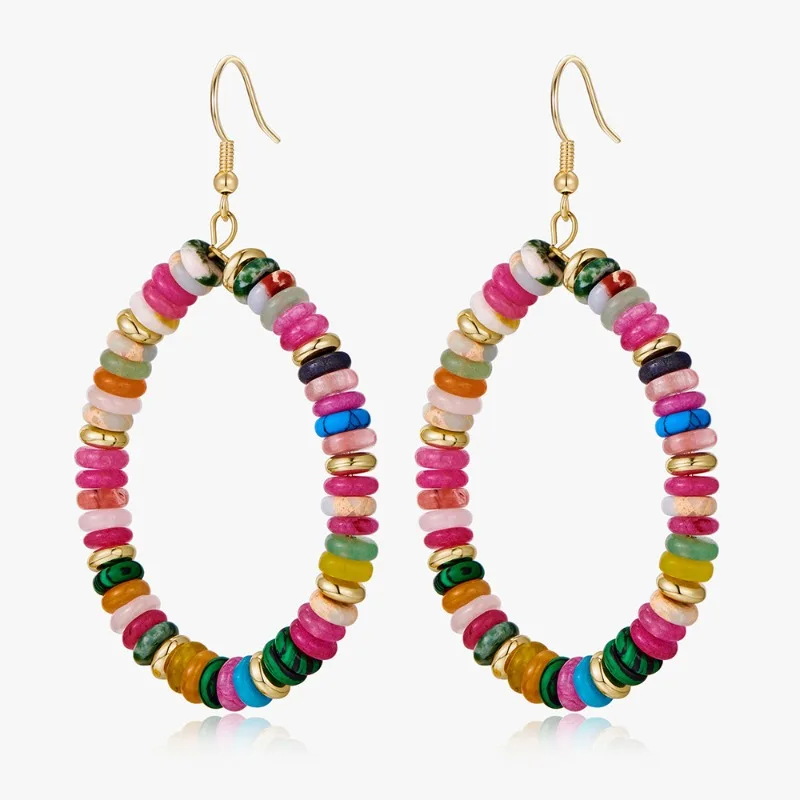 

Bohemian Colored Beaded Large Circle Earrings Vintage Street Daily/Vacation/Party Women's Accessories