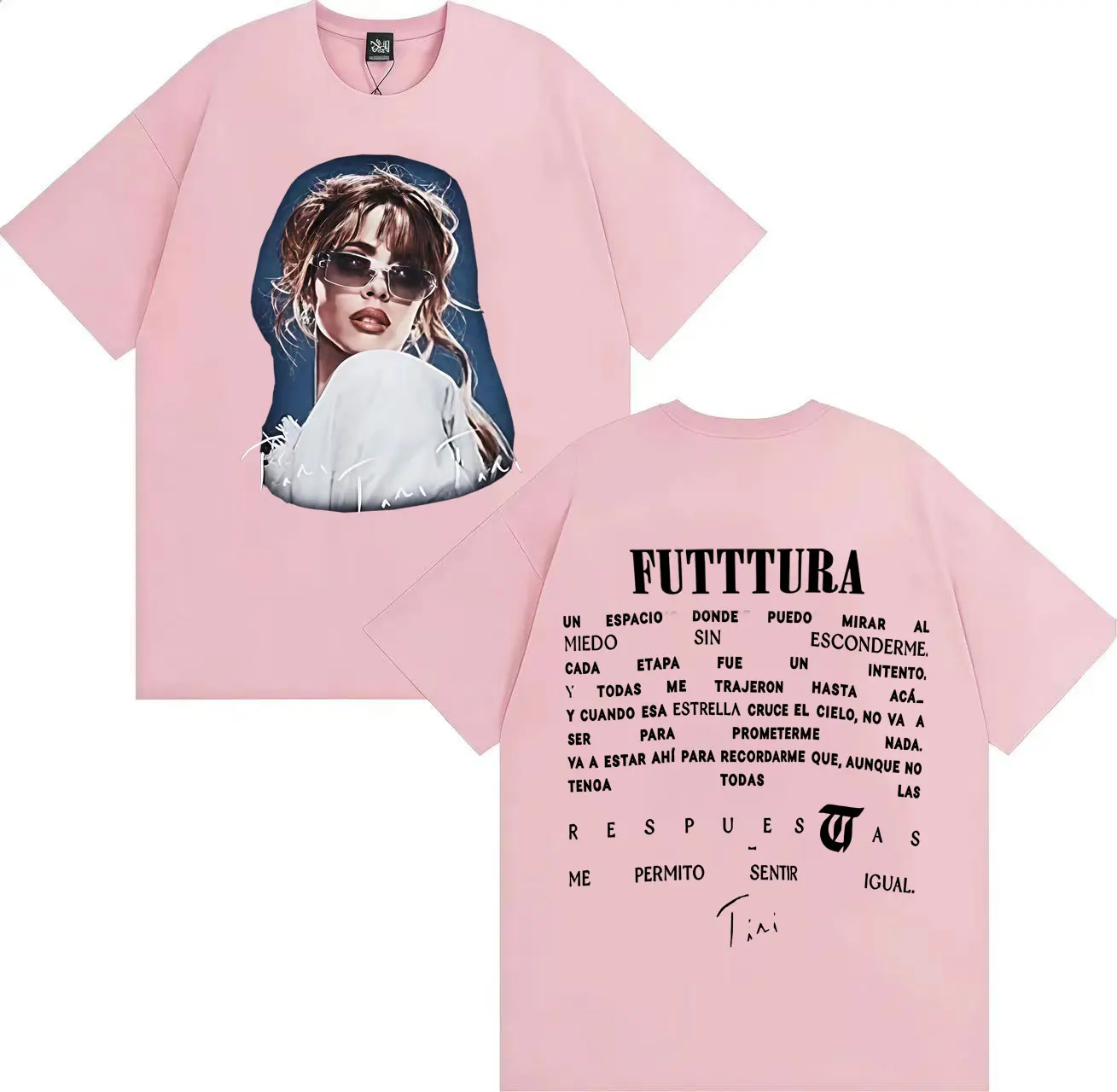 الصيف الساخن المغني صيني فوتتورا ألبوم البوب الموسيقى القوطية القمم مزدوجة الوجهين طباعة فضفاضة قصيرة الأكمام Tshrit الرجال الملابس المتضخم #4