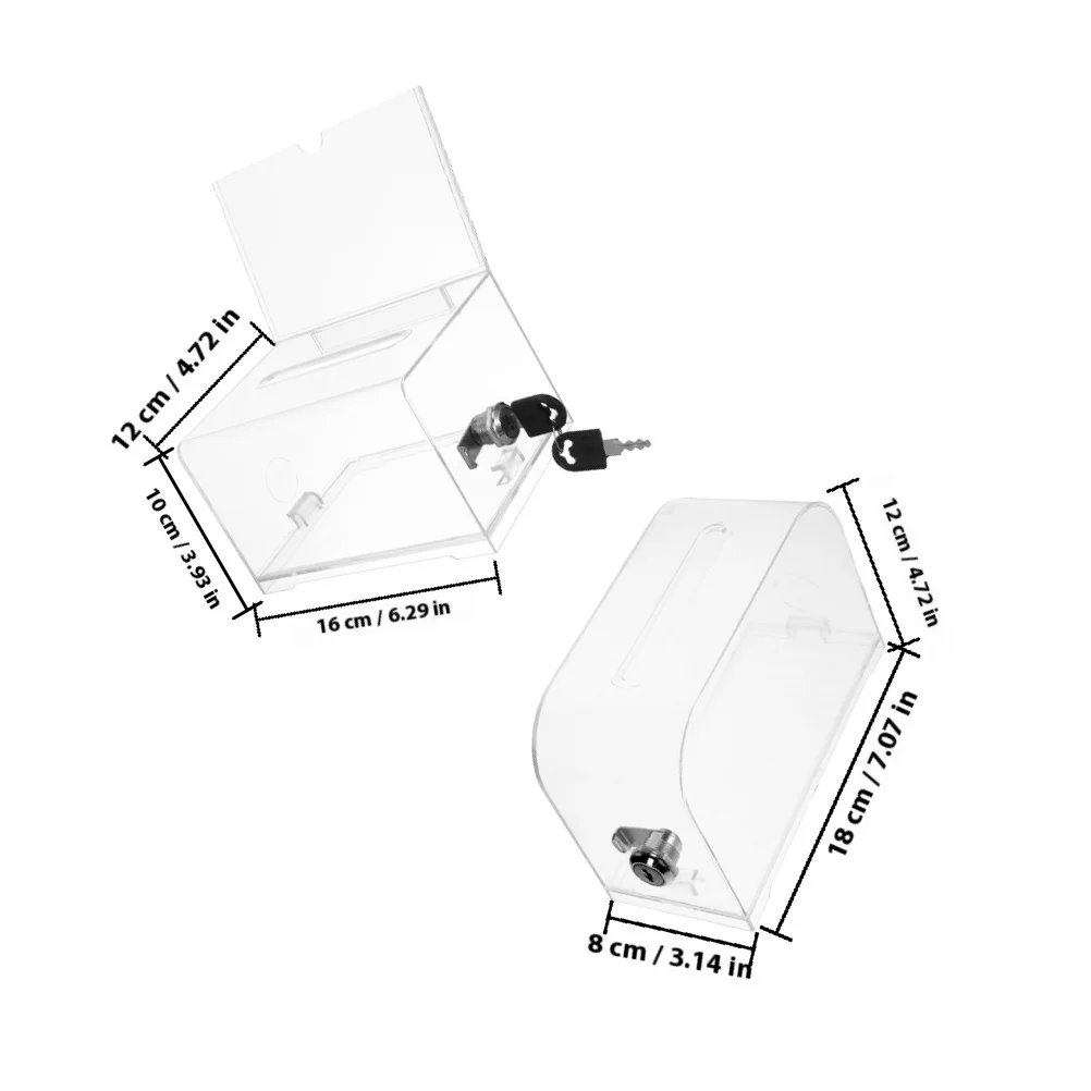 2 conjuntos de caixa de cartão acrílico de grande capacidade para negócios, estojo de armazenamento com chave, acessório de escritório, doação multifuncional