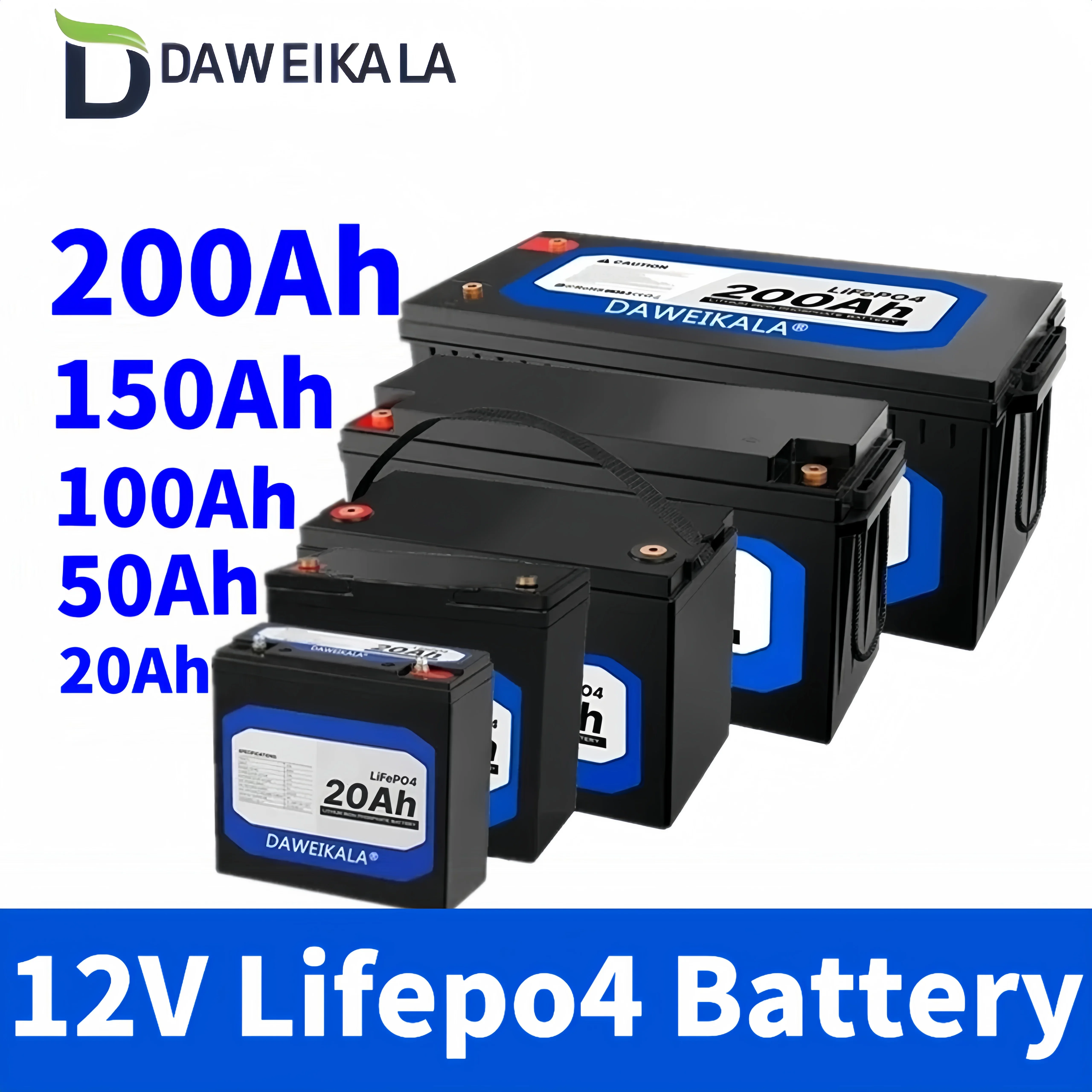 

12V 20Ah 50Ah 100Ah 150Ah 200Ah LiFePo4 Battery Pack Lithium Iron Phosphate Batteries Built-in BMS For Solar Boat No Tax