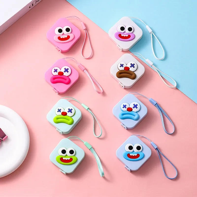 Cute Cartoon Mini Retractable Tape Measure Smiley Portable Soft Ruler for Bust Waist Hip Body Measurement Sewing Use