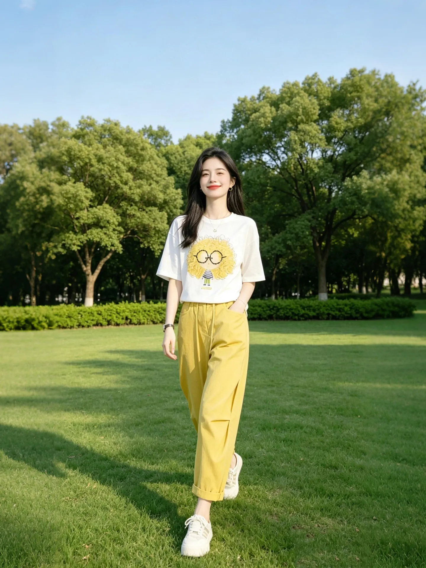 

Summer New Fashionable Short Sleeve T-Shirt And Casual Pants Set Breathable Comfortable High Waist round Neck Print Pattern