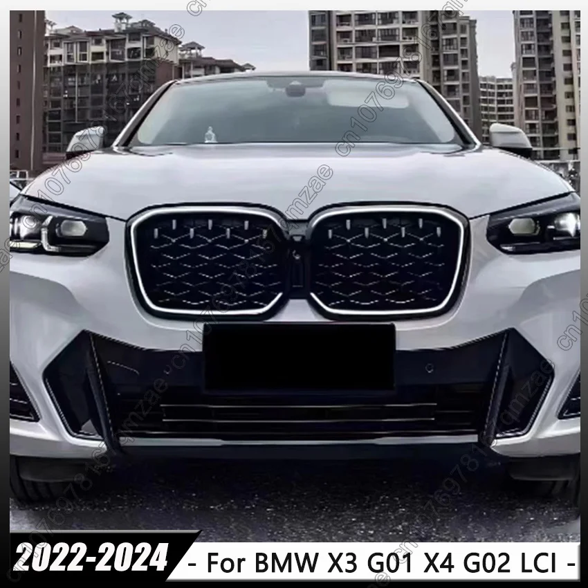 LED Grille For BMW X3/X4 G01 G02 M40i 20i 30i LCI 2022-2024 Front Bumper Grill Grid Single / Double / Diamond Style