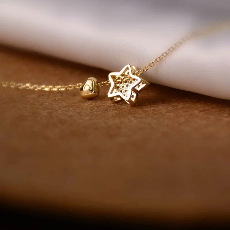 Somilia 925 Sterling Silver Cute Shiny Star Collar Pendant Flashing Diamond Necklace Woman Charm Jewelry Wedding Party
