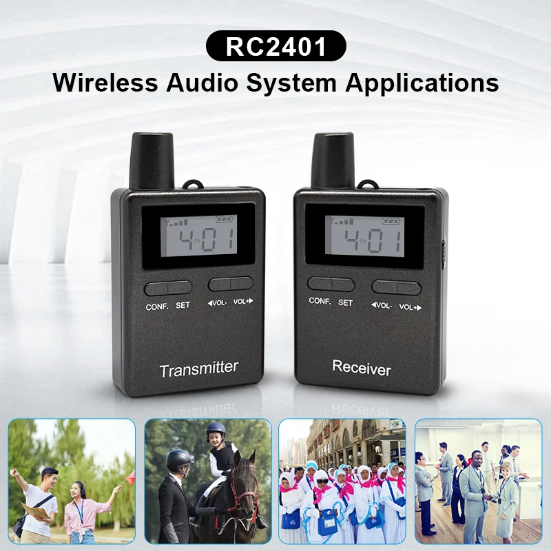 RICH AGE 2.4G Wireless Explainer Microphone One-to-One LED Screen 1000mAh Audio Transmitter Receiver For Meeting Tour Guide