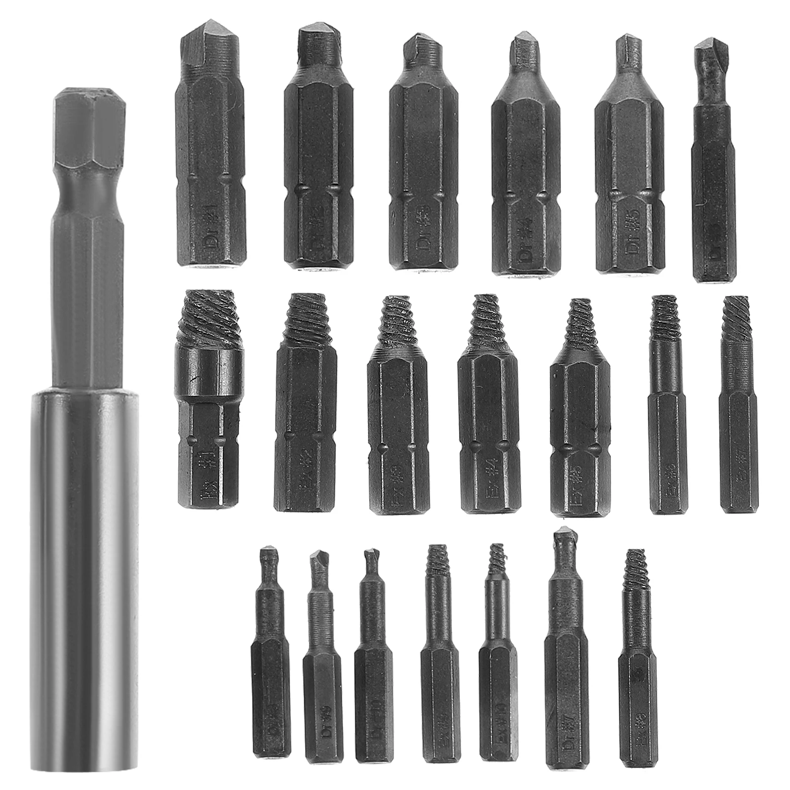 

Screw Extractor Kit 10Drill Bits 10Extractors Holder 1Socket Adapter Aluminum Alloy Damaged Screw Repair Tool H Tools