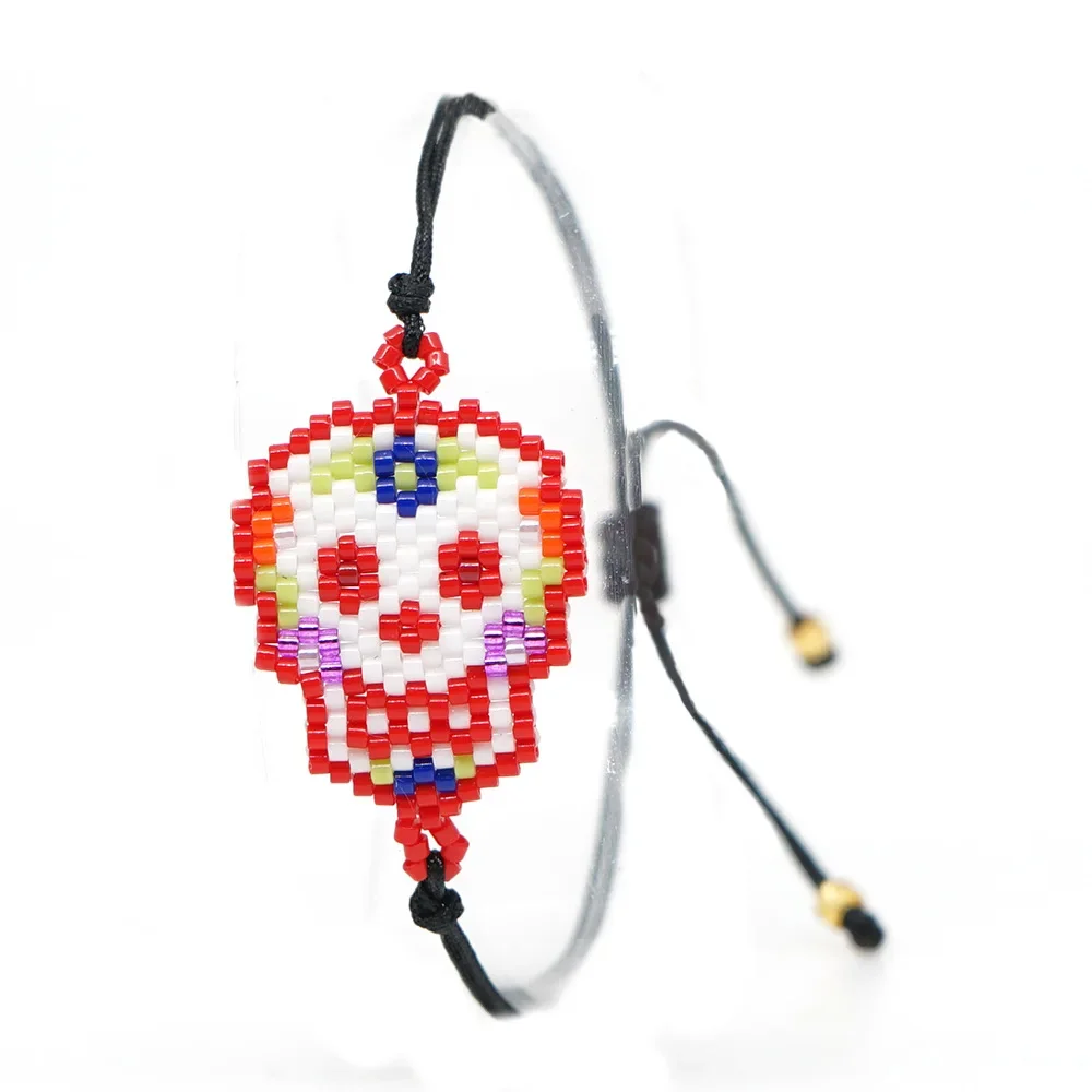 Rice Ball Bracelet  Hand woven  fashion  love  skull  originality  Simplicity  Adjustable  Bohemia  Unisex  Beaded Bracelet image 3