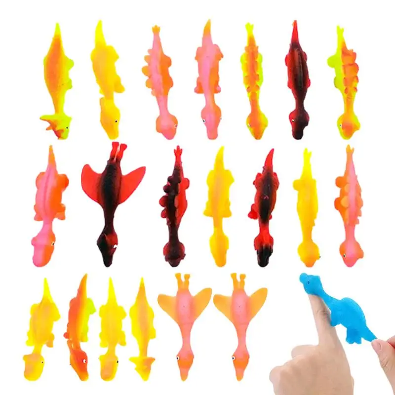 

Dinosaur Fun Tricky Slingshot Mini Rubber Flying Dinosaur Toys for Kids Fingers Cute Shapes Funny Gag Sticky Toy for Kids Teens