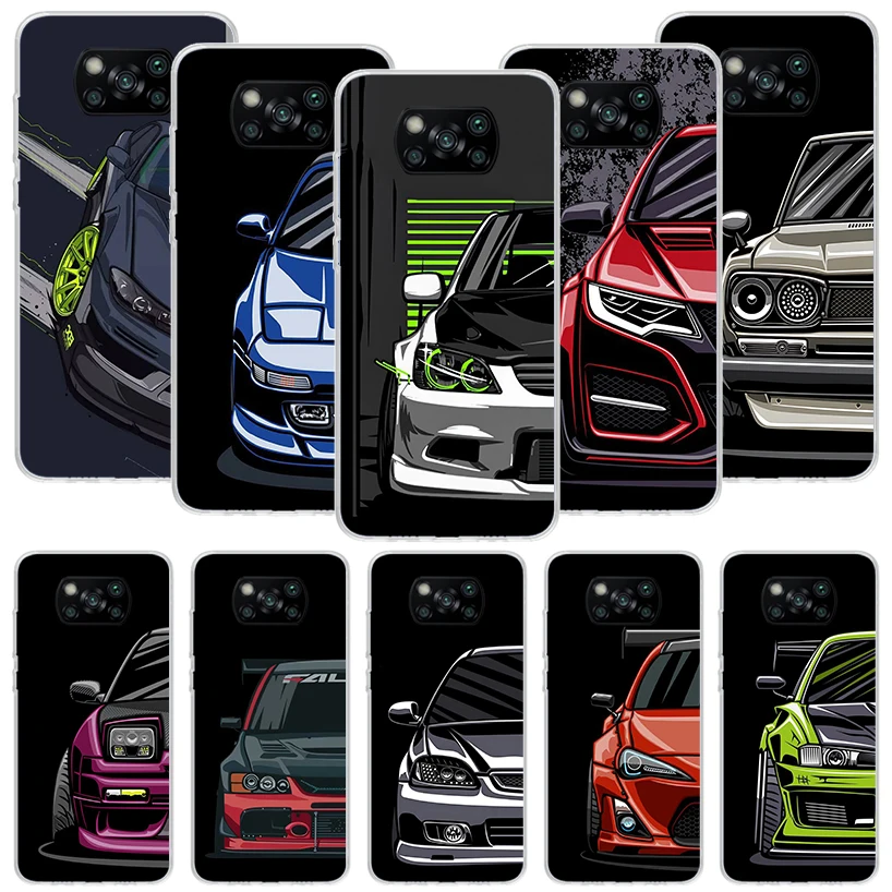 JDM Tokyo Drift Sports Car Male Men Phone Case For Xiaomi Poco X5 X4 X3 Nfc X6 F5 Pro F4 Gt F3 F2 F1 M5 M5S M4 M3 5G Shell Coque