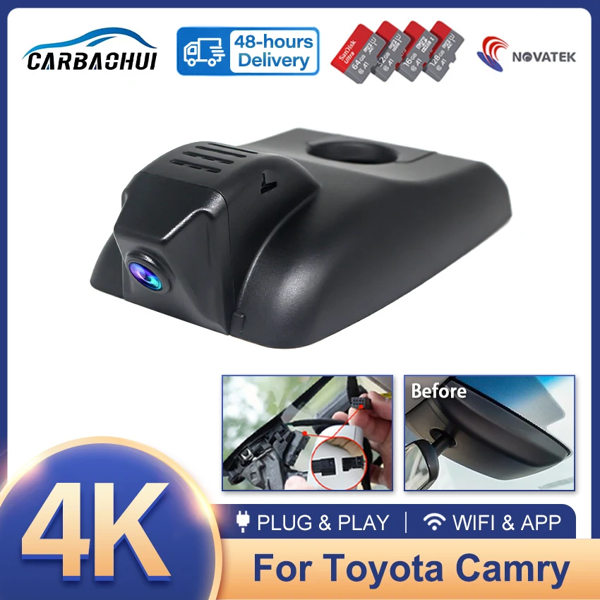 

4K Plug And Play Wifi Car DVR Front and Rear Video Recorder For Toyota Camry 70 V70 XV70 SE XLE Hybrid 2018-2023 Dash Cam Camera