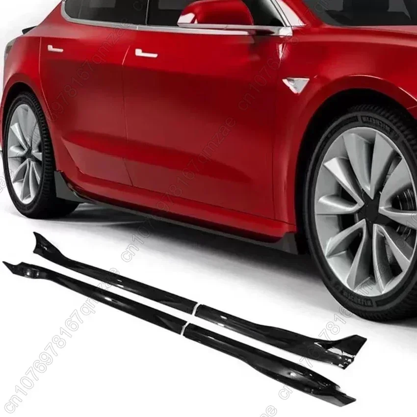 207.5cm Side Bumper Skirt For Tesla Model 3 2017-2023 Side Skirts Door Bumper Lip Splitter Diffuser Tuning ABS Protector Cover