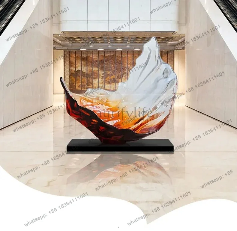 yj21 Light luxury living room office entrance transparent resin maple leaf decorative art ornament