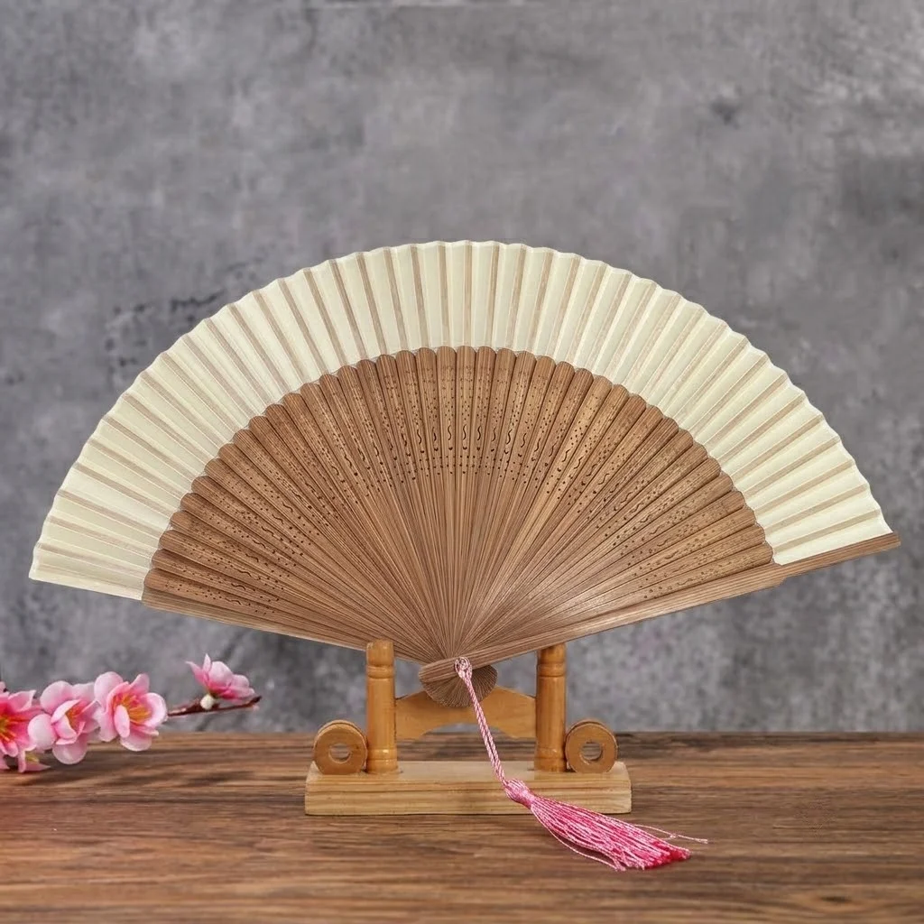 Retro Bamboo Folding Fan 1 Pc Portable Summer Handheld Fan for Party Dance Performance