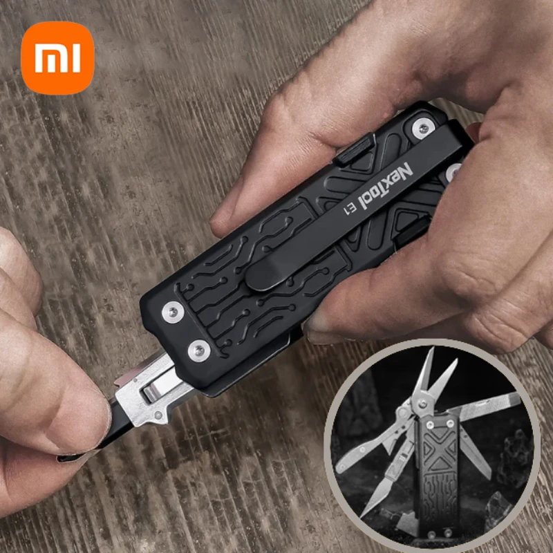 Xiaomi NexTool-multiherramienta de bolsillo E1, herramientas multifuncionales EDC, cuchillos de tallado reemplazables, tijeras plegables para el