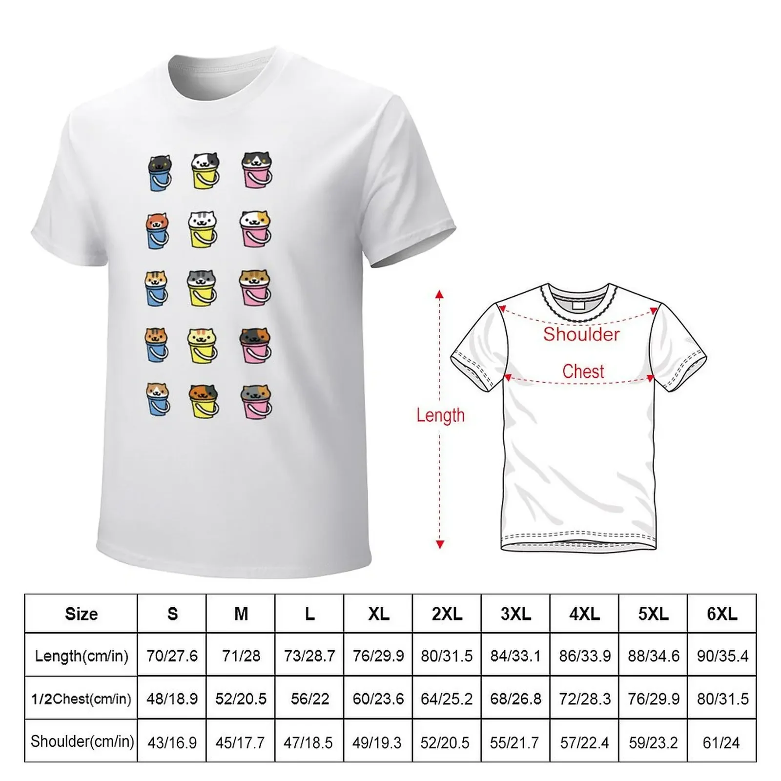 Neko Atsume Multiple Cat Bucket T-shirt blanks tees mens champion t shirts