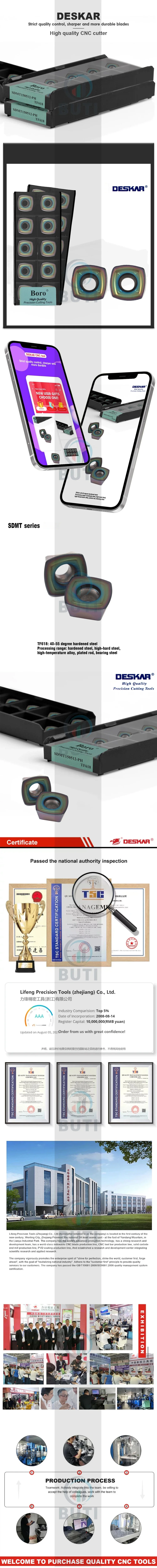 DESKAR 100 % Original-Fräseinsatz SDMT150512-PH TF618, numerische Steuerungsdrehmaschine zum Bearbeiten von gehärteten Stahlteilen, Drehklingen – Detail 1