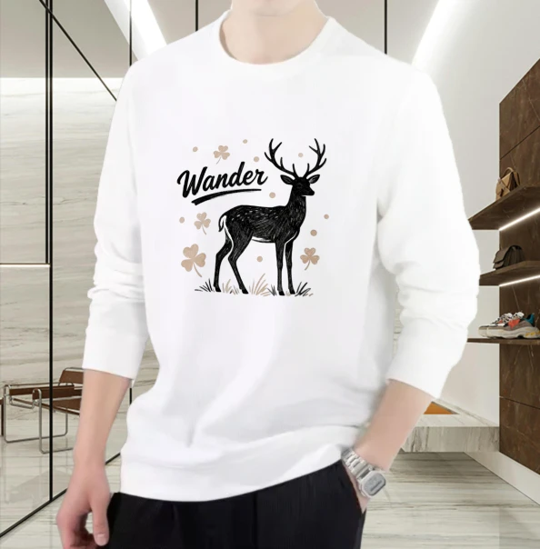 

T shir men autumn Harajuku Oversize jerseys Long sleeves Graphic tee Wander Deer Christmas Halloween Printed t shirt Gym Couple