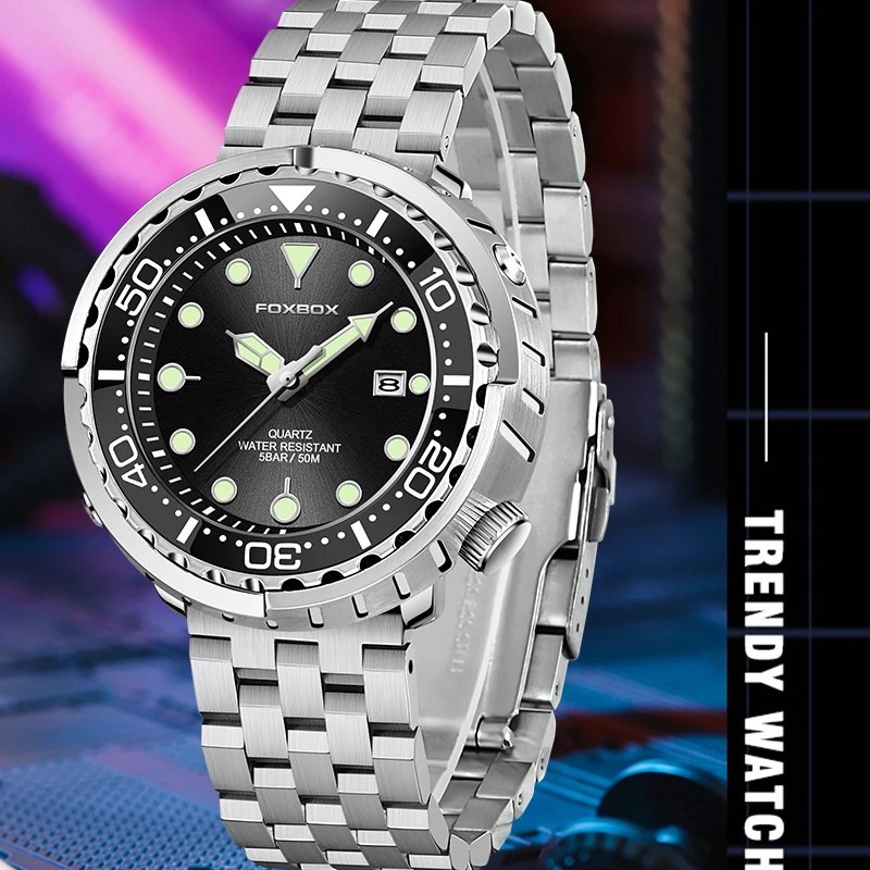 LIGE Man Watch Casual Sport Outdoor Wristwatches Clock Waterproof Luminous Stainless Steel Rotating Bezel Auto Date Watches Male