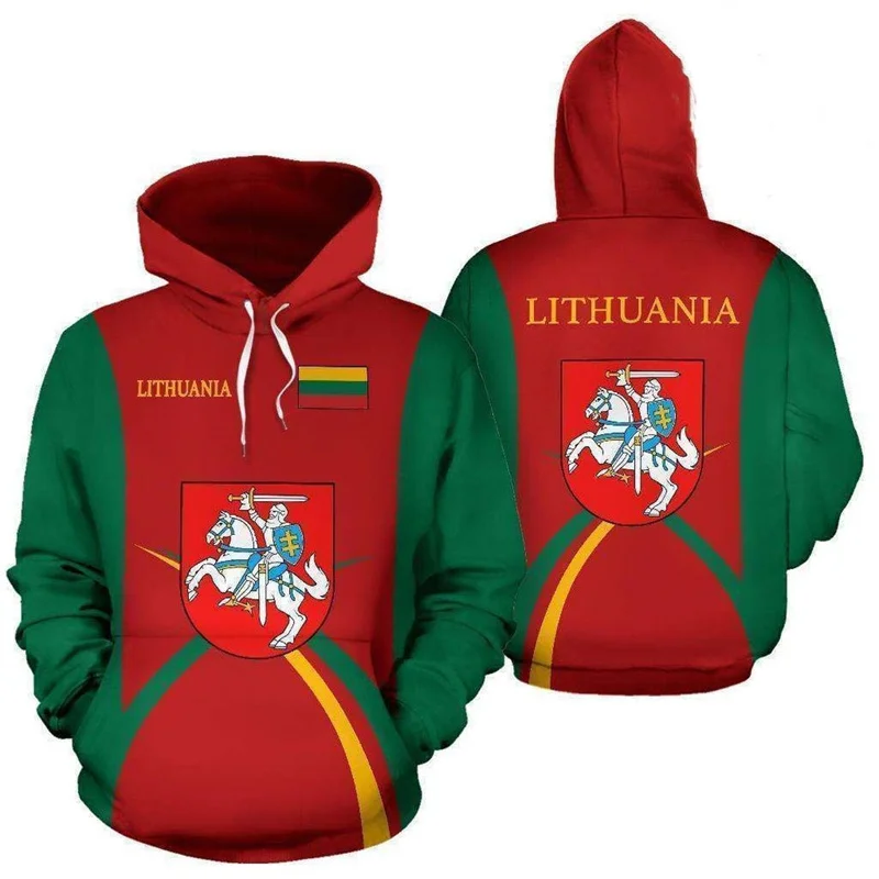 

3d Printed Lithuania National Emblem Hoodie Men Women Long Sleeve Sweatshirt Casual Hooded Coat Autumn Sports Pullover Tops