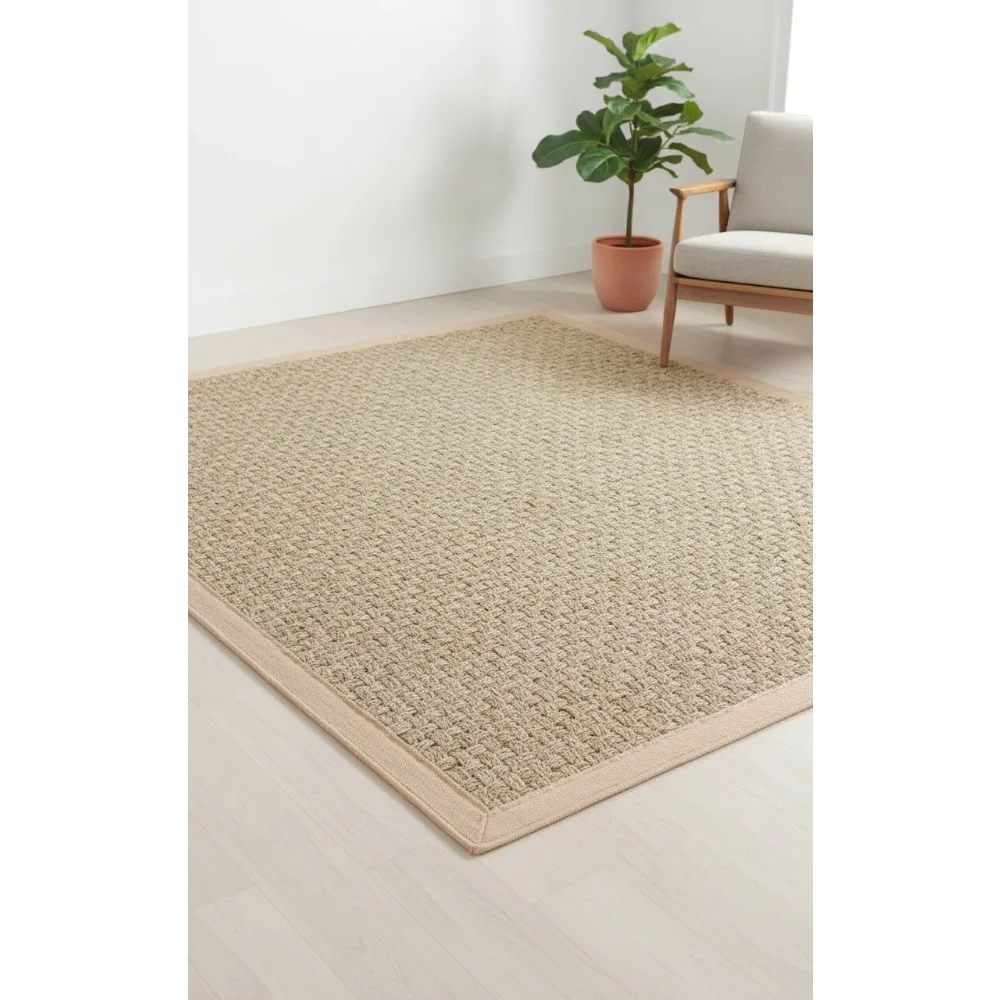 

Natural Seagrass Area Rug 3x5 - Eco-Friendly Basketweave with Border for Living Room, Bedroom
