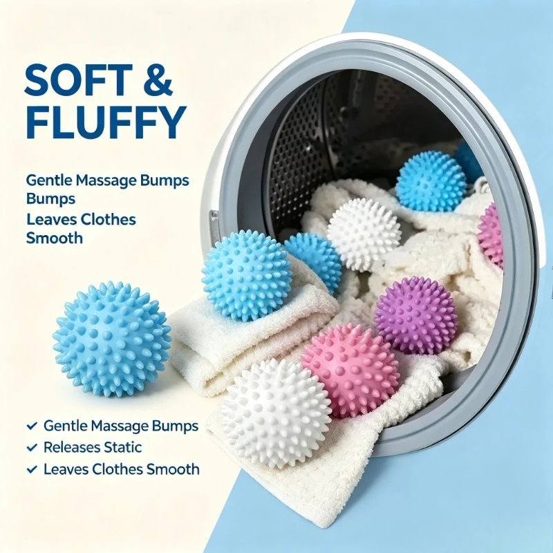 4/8/12Pcs Reusable Laundry Balls Gentle Cleaning Removes Dirt Hair Softens Clothes Prevents Tangling Durable PVC Mixed Colors image 2