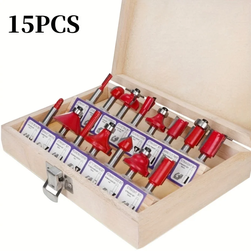 

[Precision Router Bit] 15/100pcs Precision Woodworking Router Bit Set, Multi-Purpose Carbide, 1/4 Handle, for Fine Milling And C