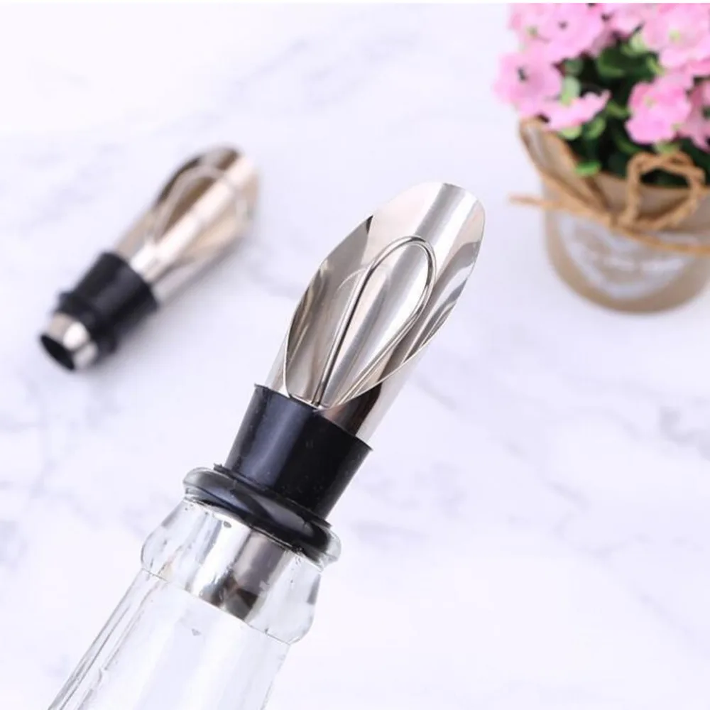 500pcs/lot New 2 in 1 Stainless Steel Wine Funnel Bottle Pourer Funnel Dumping Pourer Stopper Stoppers Plug D Wholesale