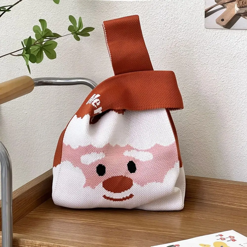 Simple Christmas Gift Knot Wrist Bag Santa Claus Wool Bucket Bag Christmas Knitted Bag Candy Pouch Shopping Bags Tote Bag Girl