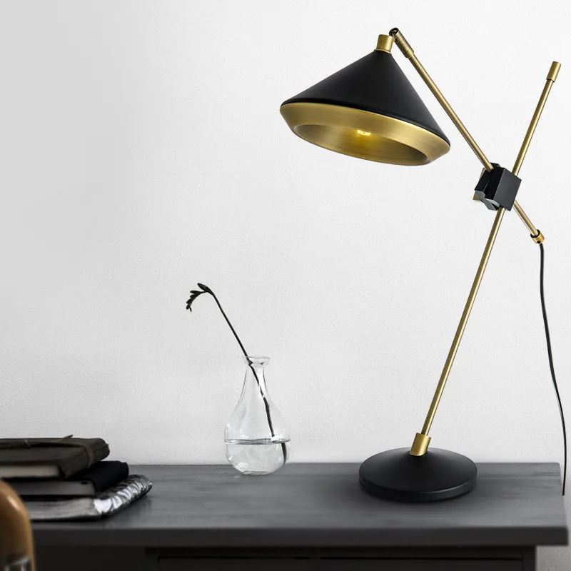Industrial Rocker Arm Metal Floor Lamp Design Retro Adjustable Long Pole Living Room Bedroom Hotel Study Creative LED Desk Light