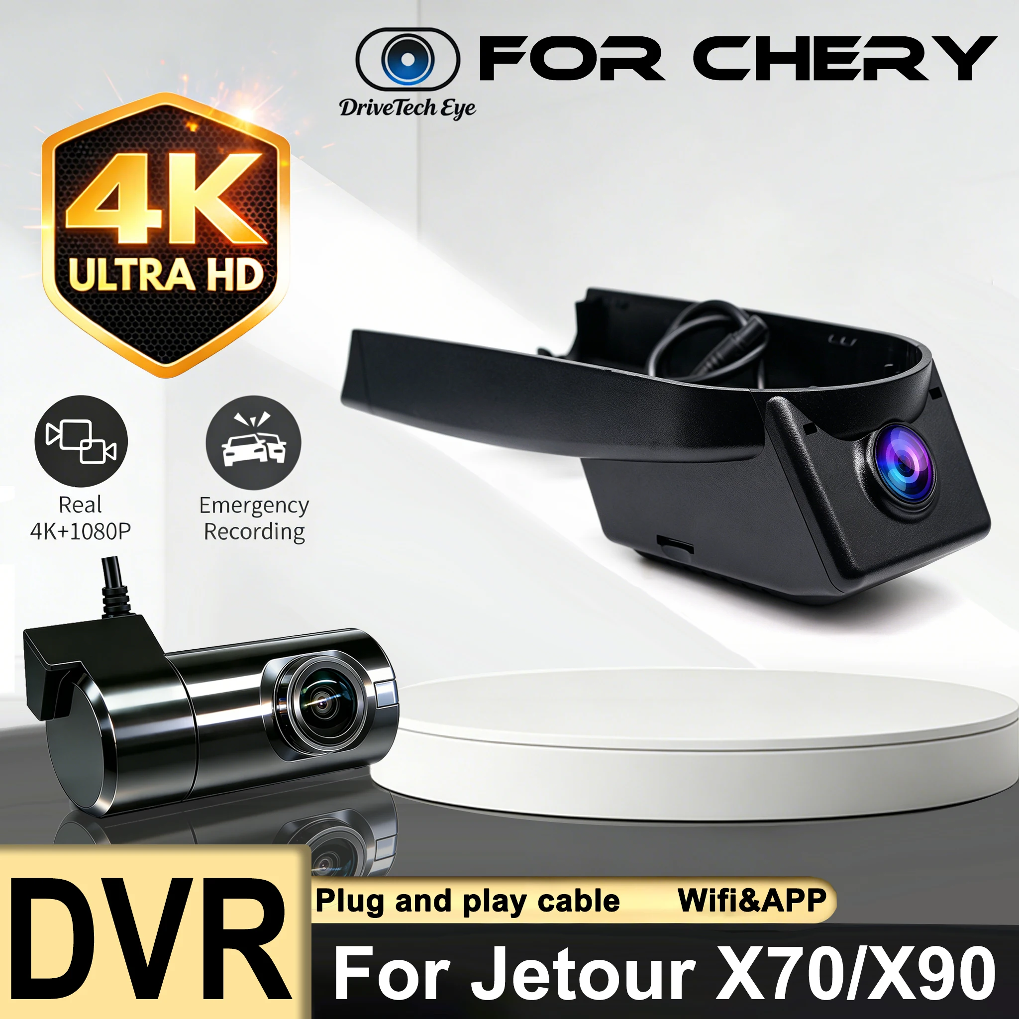 4K HD WIFi Car DVR Video Recorder Dual Lens Dash Cam For JETOUR dashing X70 plus pro X90 customized DashCam Recording Devices