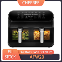 CHEFREE AFW20 Dual Air Fryer with Viewing Window 8L Family Sized Nonstick 8-in-1 Smart Programmes, Dishwasher Safe, Roast, Grill