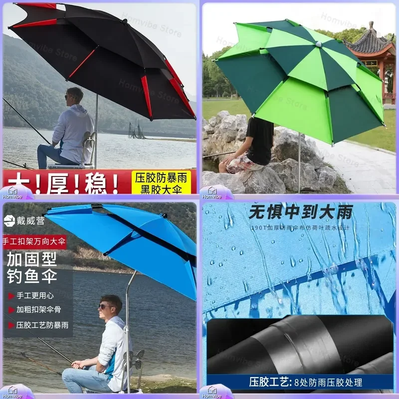 Large Outdoor Parasol Folding Sun Umbrella Waterproof Rainproof Beach Patio Garden Furniture Shade Canopy Portable Fishing