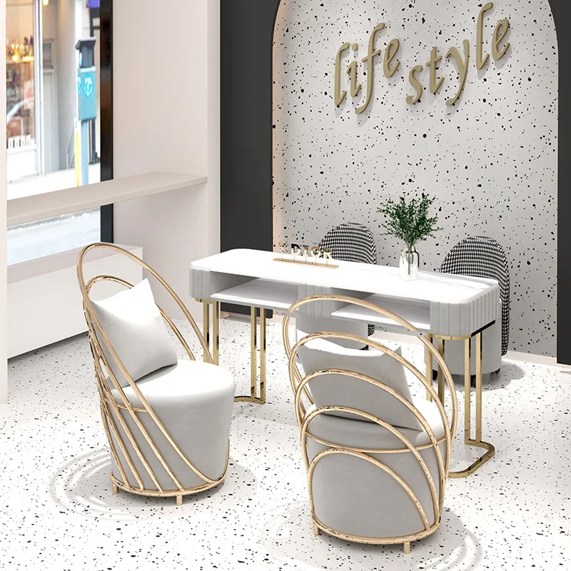 Nail Table Manicure Beauty Salon Beauty Salon Golden Manicure Table for Nails Salon Furniture Manicure