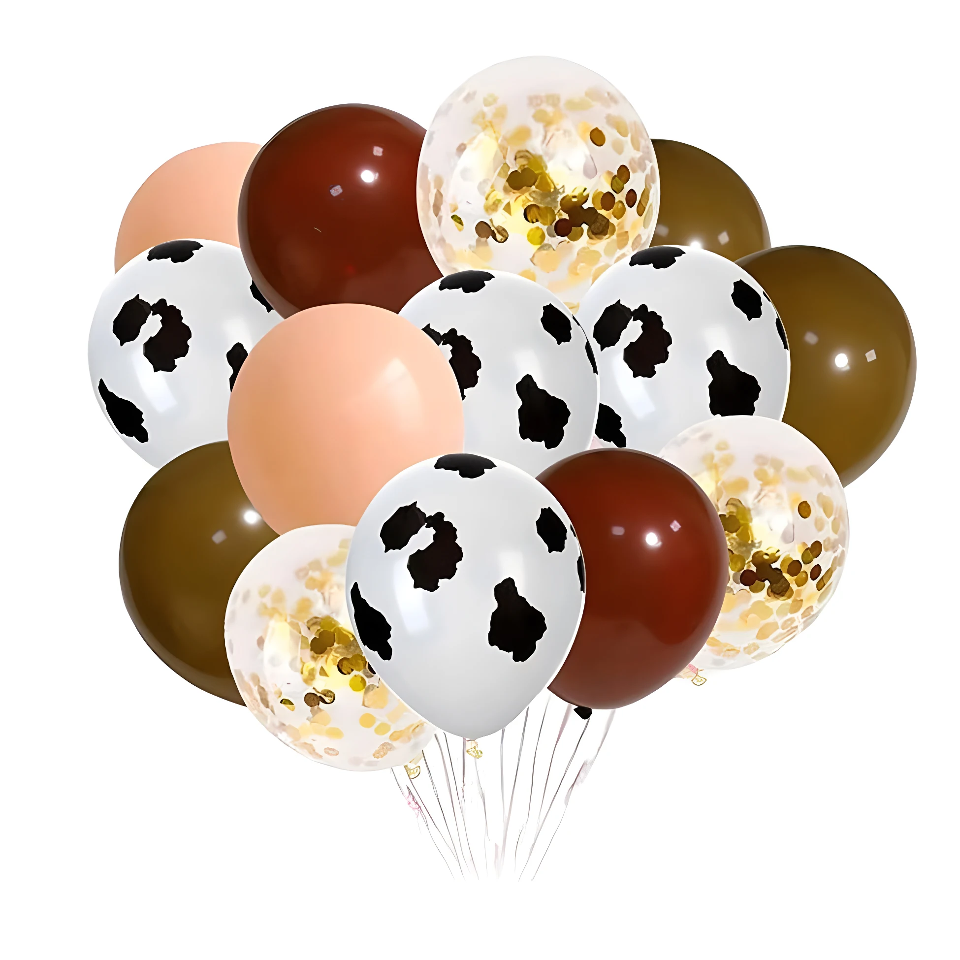 96 pieces of grassland farm themed cow balloon set, retro caramel color printed cow latex balloons, children's birthday party