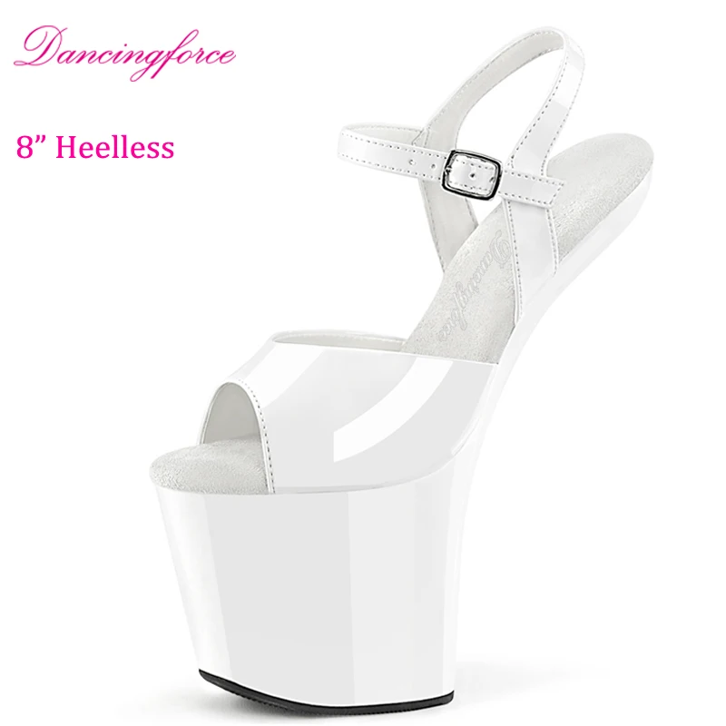 Black Matte 20cm Hoof Heels Sexy Stripper Platform Pole Dance Sandals Crossdresser High Heels Party Shoes Women